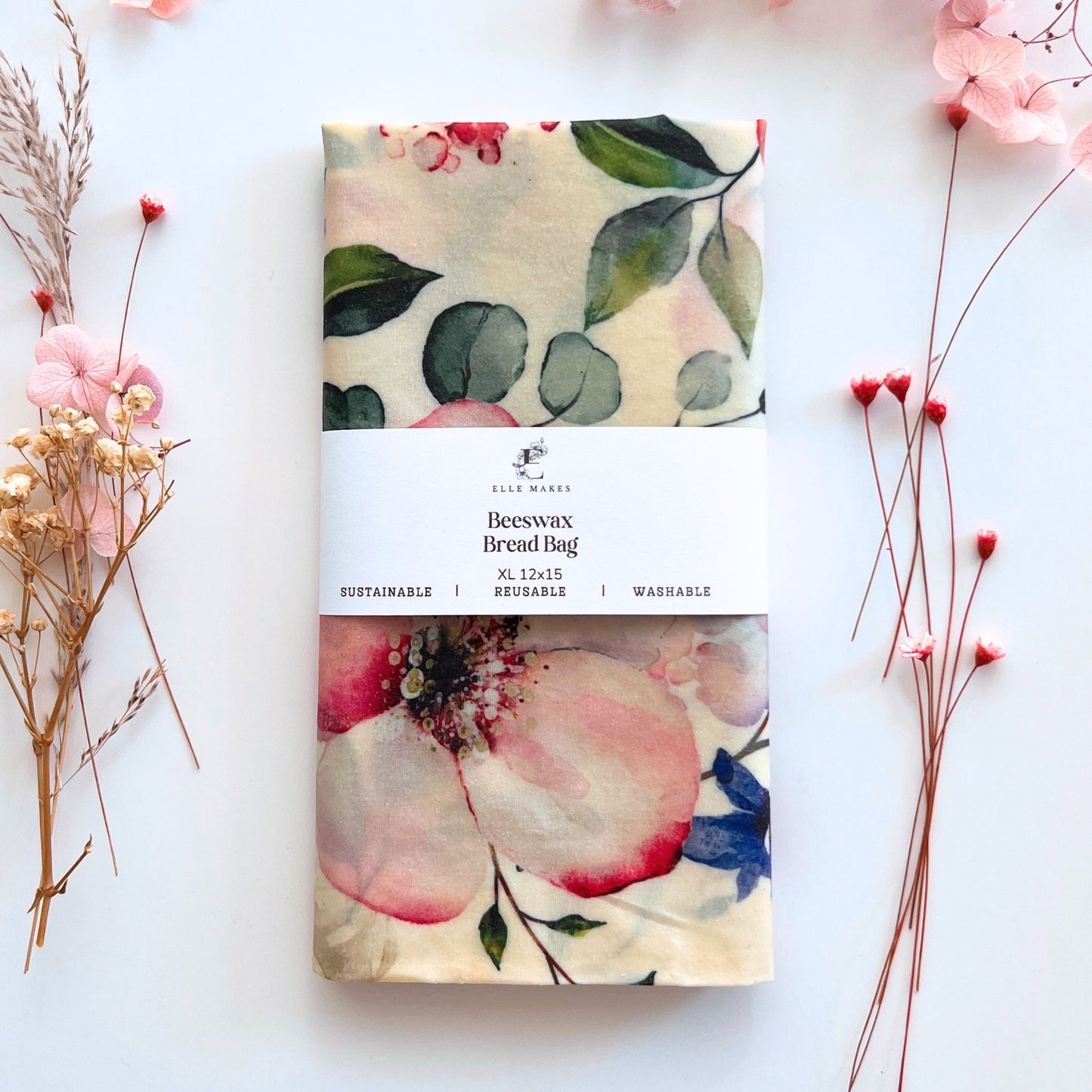 Sophie - Whispered Petals Beeswax Bread Bag