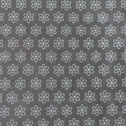 Pattern of white flowers on a gray background beeswax food wrap