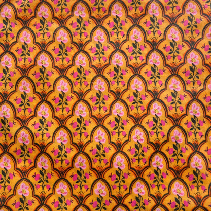 simple pink floral design on a orange beeswax wrap