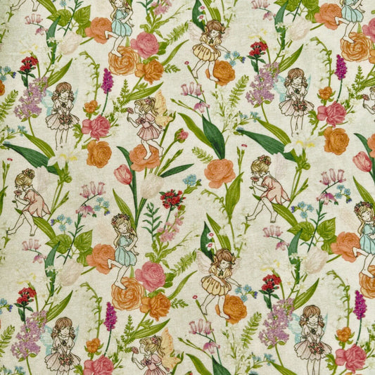 Patterned beeswax wrap with fairies and flowers
